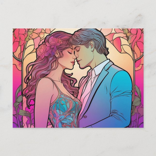 Postal Hermosa Pareja Romántica (Anverso)
