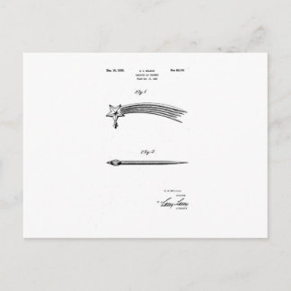 Postal Hermosa patente de diseño, de una estrella fugaz.
