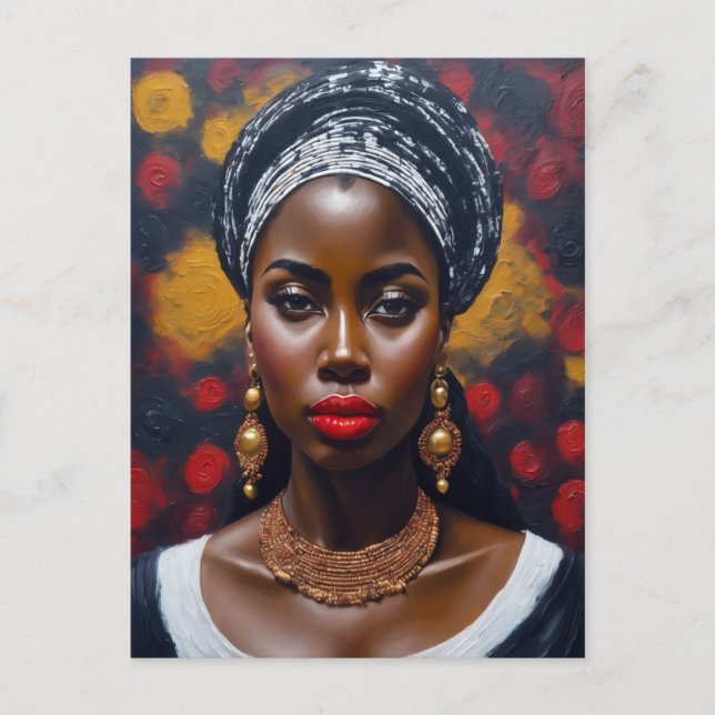 Postal Hermosa pintura africana de mujeres negras (Anverso)