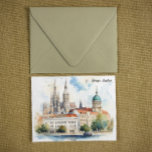 Postal Hermosa pintura de Viena Austria City View<br><div class="desc">Este es un colorido ilustracion acuático de Viena Austria en una postal de viaje con los monumentos y monumentos de la capital austriaca. Este producto hace un recuerdo y una idea de regalo asombrosos para todos los turistas. Añade tu texto y compra ahora.</div>