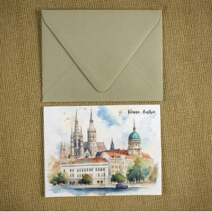 Postal Hermosa pintura de Viena Austria City View