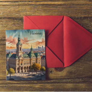 Postal Hermosa pintura de Viena Austria Watercolor City