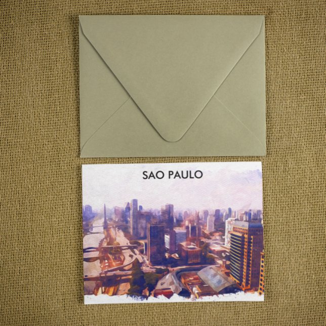 Postal Hermosa pintura en el Skyline Brasil de Sao Paulo (sao paulo cityscape panorama view postcard)