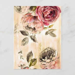 Postal Hermosa pintura floral victoriana