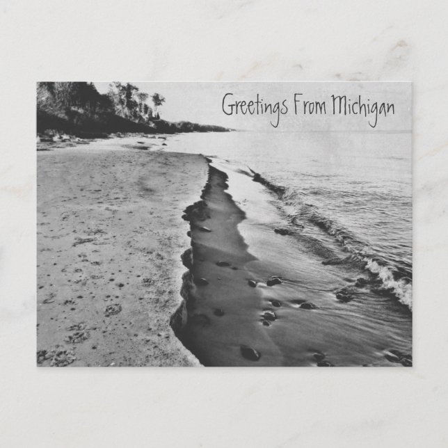 Postal Hermosa playa costera de Spring Lake Michigan (Anverso)