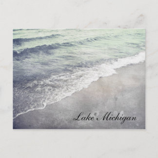 Postal Hermosa playa costera del lago Retro de Michigan