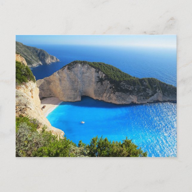 Postal Hermosa playa Navagio, Grecia (Anverso)