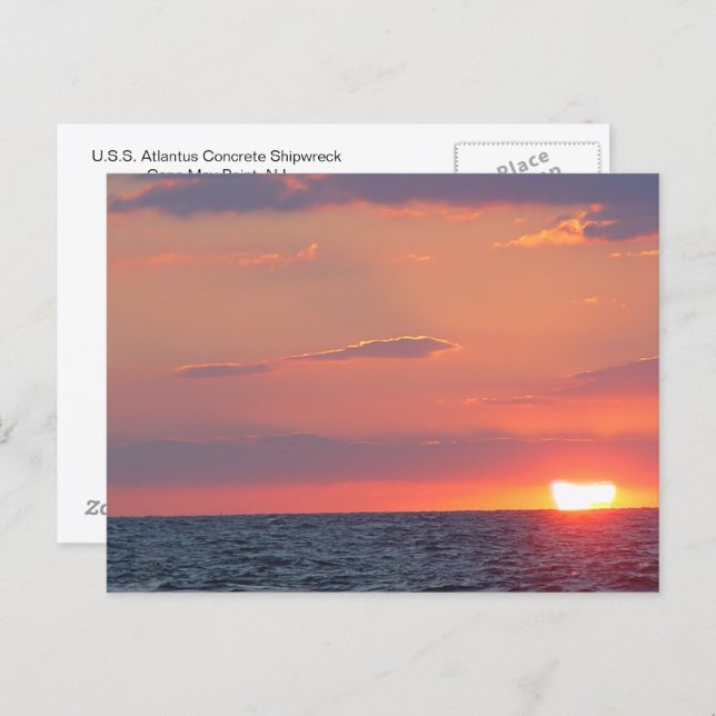 Postal Hermosa Playa Sunset, Cabo de Mayo, NJ (Anverso / Reverso)