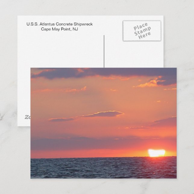 Postal Hermosa Playa Sunset, Cabo de Mayo, NJ (Anverso / Reverso)