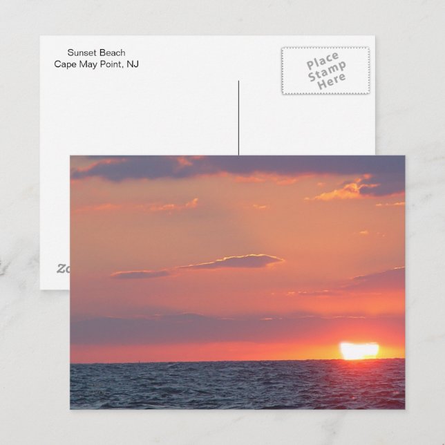 Postal Hermosa Playa Sunset, Cabo de Mayo, NJ (Anverso / Reverso)
