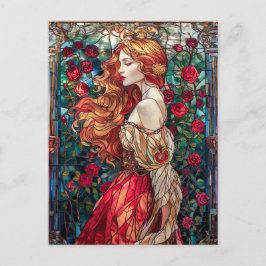 Postal Hermosa princesa entre Rosas