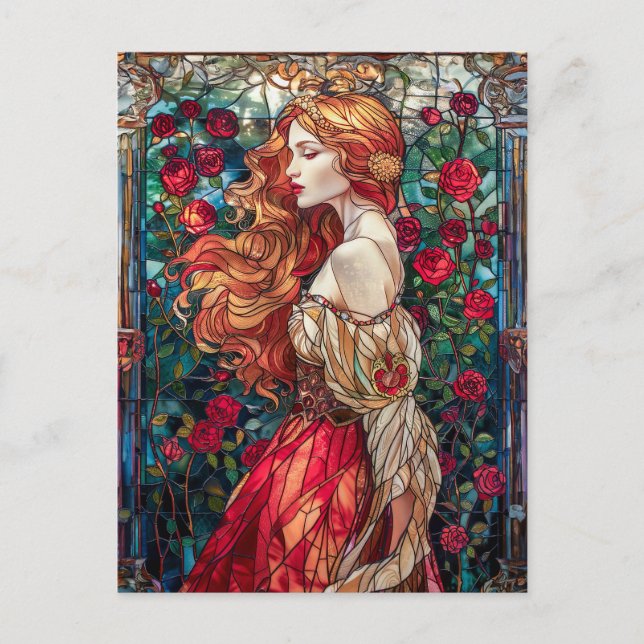 Postal Hermosa princesa entre Rosas (Anverso)