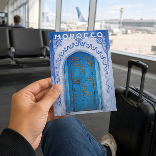 Postal Hermosa puerta azul de la Medina de Chefchaouen ma