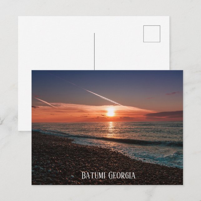 Postal Hermosa puesta de sol en el mar. Batumi Georgia (Anverso / Reverso)