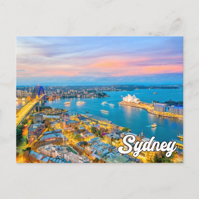 Postal Hermosa puesta de sol sobre Sydney, Australia (Anverso)