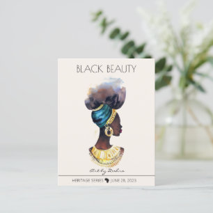 POSTAL HERMOSA REINA AFRICANA NEGRA GRAN CUELLO DE ORO