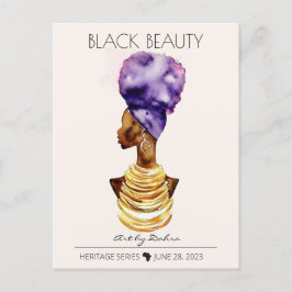 POSTAL HERMOSA REINA AFRICANA NEGRA GRAN CUELLO DE ORO