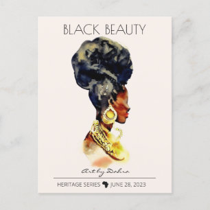 POSTAL HERMOSA REINA AFRICANA NEGRA GRAN CUELLO DE ORO