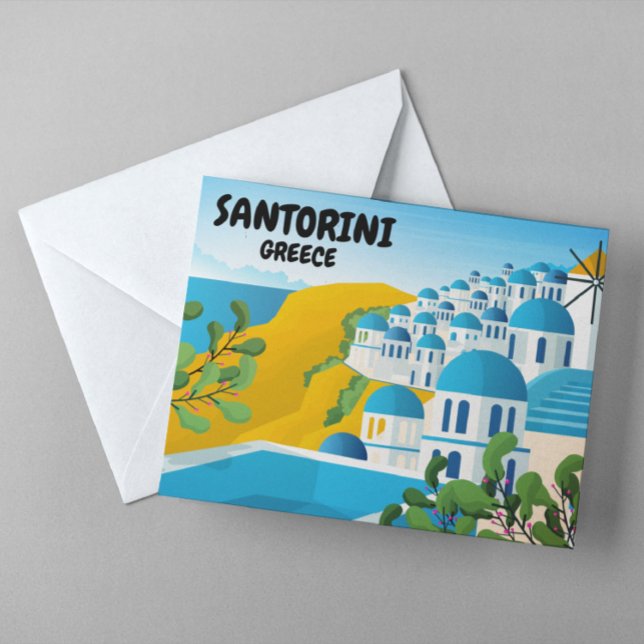 Postal Hermosa Santorini Grecia Viaje (santorini greek island postcard)