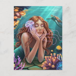 Postal Hermosa sirena en el océano