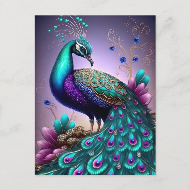 Postal Hermosa vida silvestre de aves de corral (Anverso)