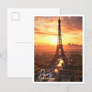 Postal Hermosa vista aérea de la Torre Eiffel París Franc