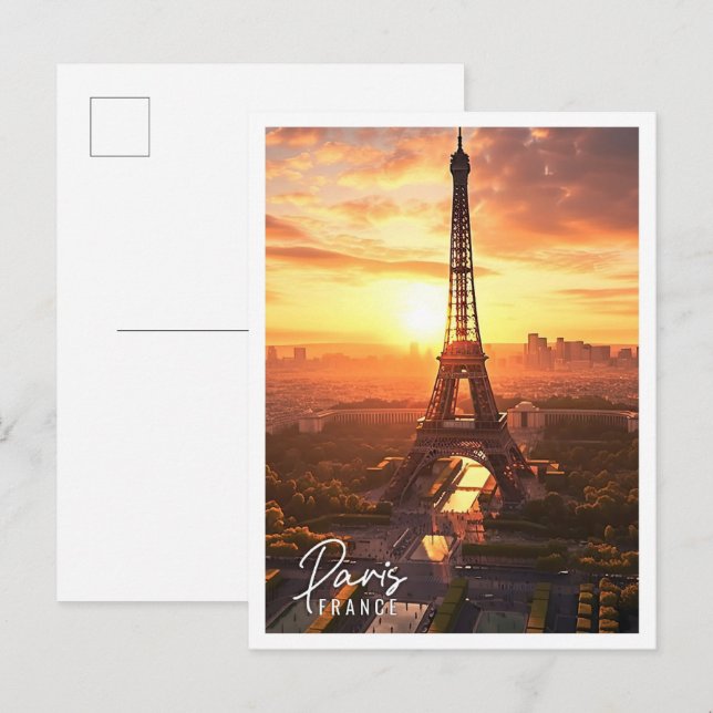 Postal Hermosa vista aérea de la Torre Eiffel París Franc (Anverso / Reverso)
