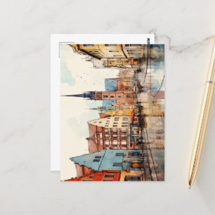 Postal Hermosa vista artística de la ciudad icónica de Al