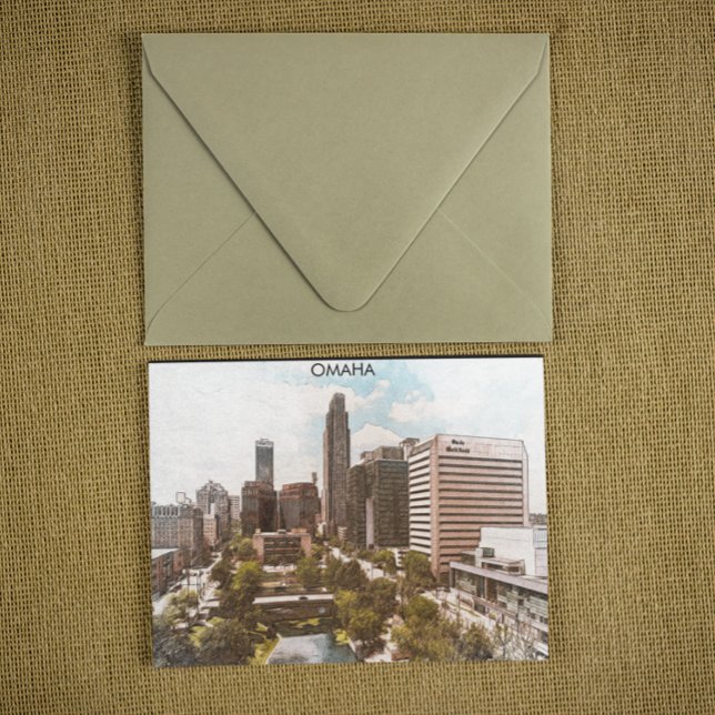 Postal Hermosa vista de la ciudad de Omaha Nebraska (omaha cityscape postcard)