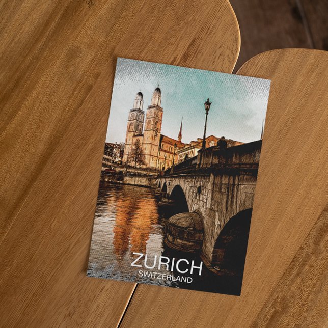 Postal Hermosa vista de Zúrich Suiza (stylish zurich switzerland postcard)