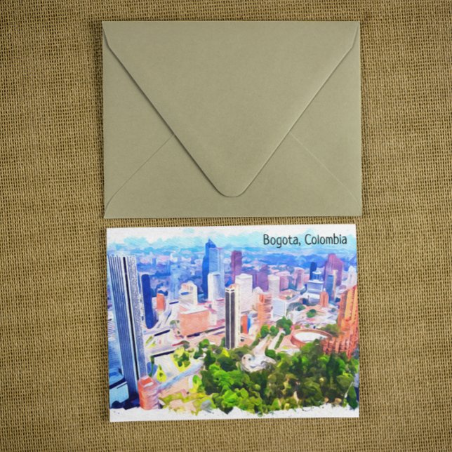 Postal Hermosa vista panorámica de Bogotá (bogota colombia panorama view travel postcard)