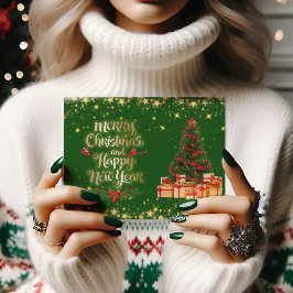 Postal Hermosa y brillante árbol de navidad