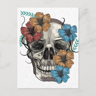 Postal Hermosa y graciosa muerta mexicana cabeza Skull