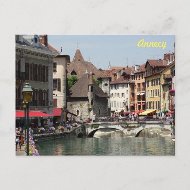 Postal Hermosa y pintoresca Annecy, Francia (Anverso)
