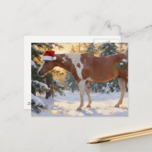 Postal Hermosa yegua Paint Horse de Navidad 