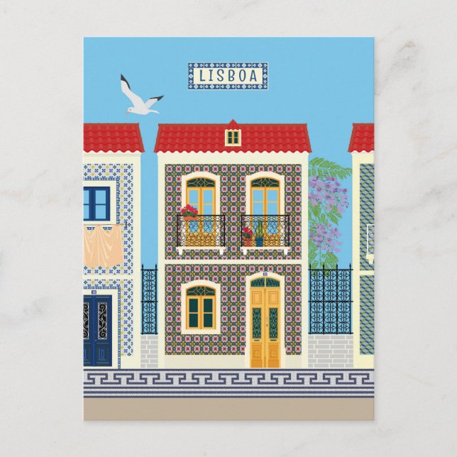 Postal Hermosas casas portuguesas con azulejos o azulejos (Anverso)