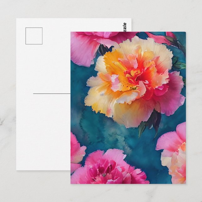 Postal Hermosas Flores Blandas De Color Rosa (Anverso / Reverso)