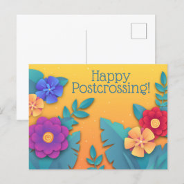 Postal Hermosas flores de artesanía de papel