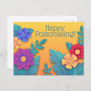 Postal Hermosas flores de artesanía de papel