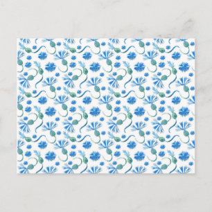 Postal Hermosas flores de color azul