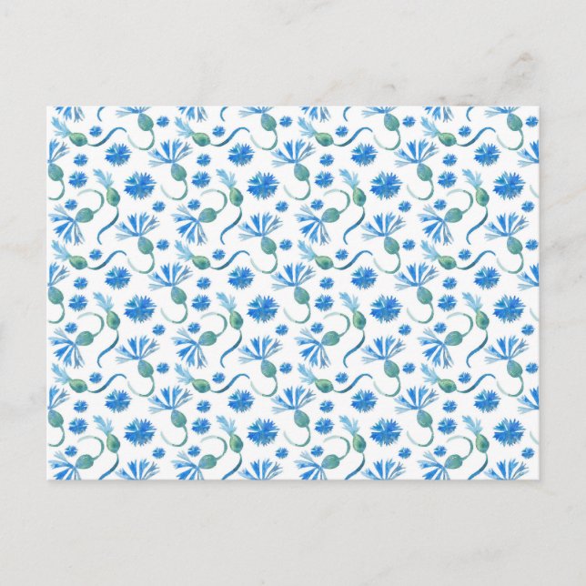 Postal Hermosas flores de color azul (Anverso)