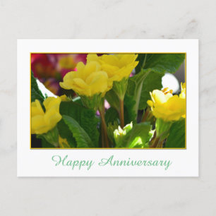 Postal Hermosas flores de jardín amarillas alegres aniver