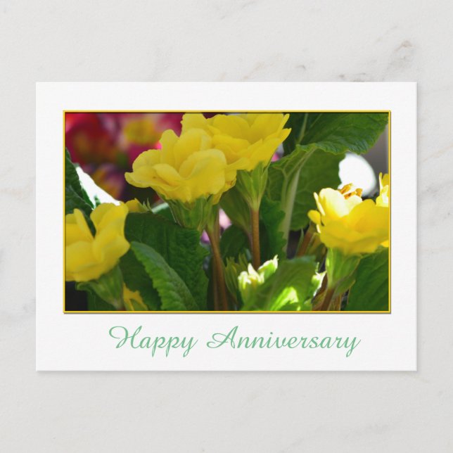 Postal Hermosas flores de jardín amarillas alegres aniver (Anverso)