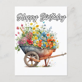 Postal Hermosas Flores Frescas Feliz Cumpleaños