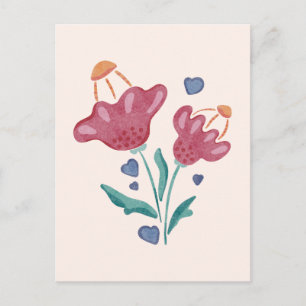 Postal Hermosas flores psicodélicas