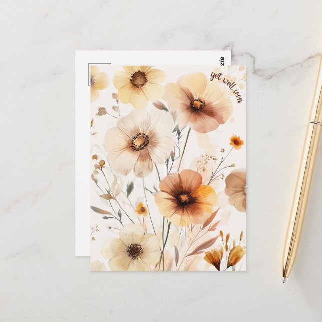 Postal Hermosas Flores Silvestres GET WELL SOON (Anverso/Reverso In Situ)