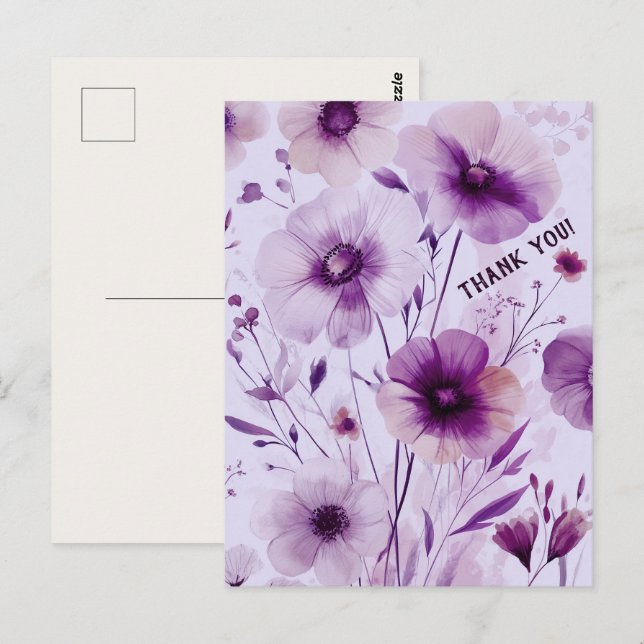 Postal Hermosas flores silvestres gracias (Anverso / Reverso)