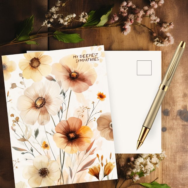 Postal Hermosas flores silvestres LO SENTIMOS POR TU PÉRD (Beautiful Wildflowers Flowers SORRY FOR YOUR LOSS Postcard
)
