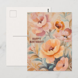 Postal Hermosas flores silvestres suaves FELIZ CUMPLEAÑOS