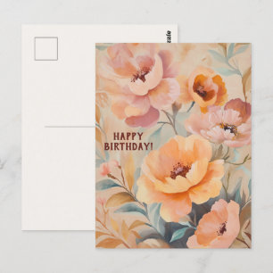 Postal Hermosas flores silvestres suaves FELIZ CUMPLEAÑOS